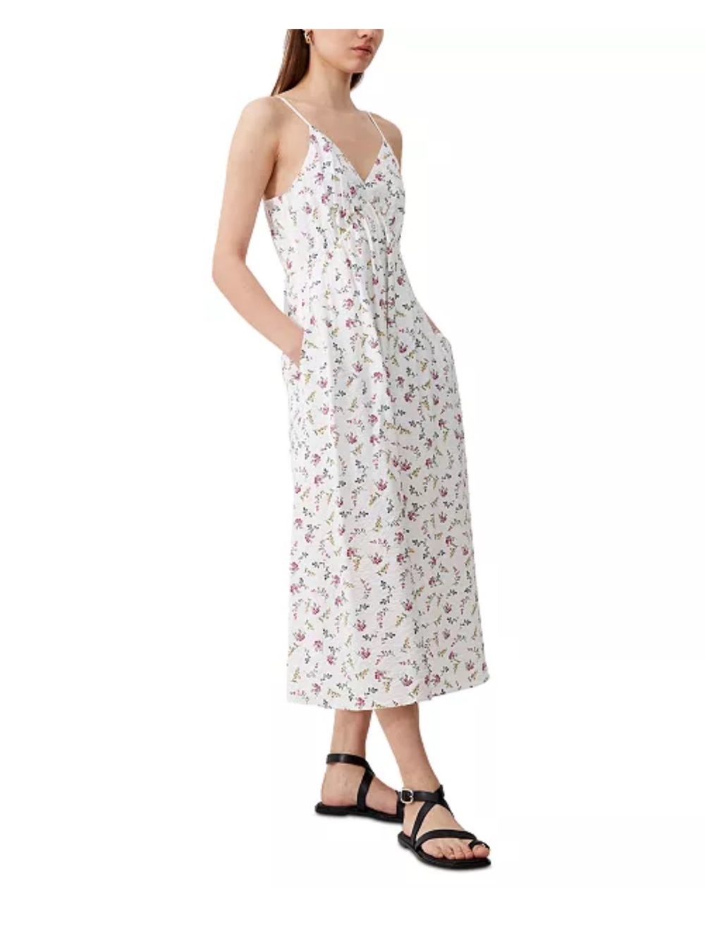 French Connection Floriana Faron Drape Dress Floral Midi Sundress